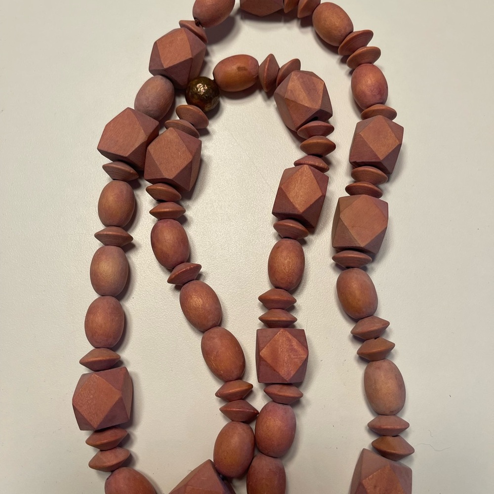 Rustic Wooden Beaded Necklace
